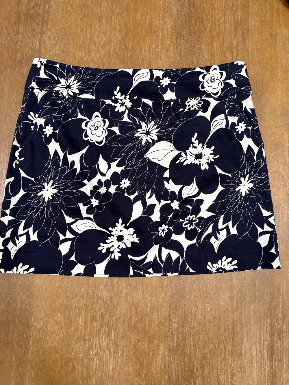 J. Crew Navy & White Floral Mini Skirt